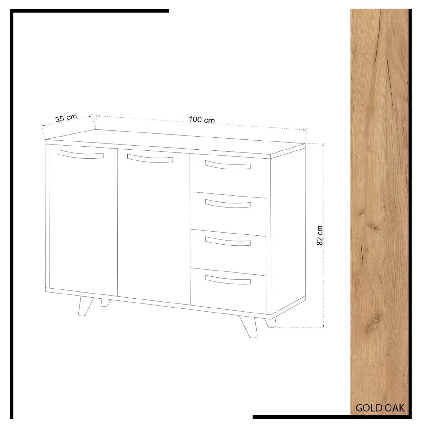 Dressoir Waga Melamine Eiken Wit