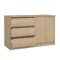 Dressoir Ylva met 1 Schuifdeur + 3 lades Hickory - Giga Living