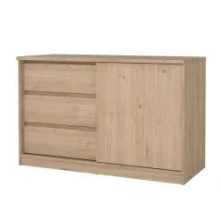 Dressoir Ylva met 1 Schuifdeur + 3 lades Hickory - Giga Living
