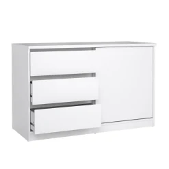 Dressoir Ylva met 1 Schuifdeur + 3 lades Wit Hoogglans - Giga Living