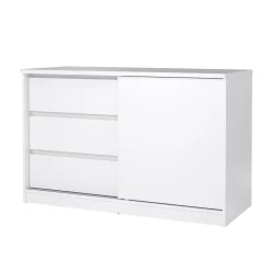Dressoir Ylva met 1 Schuifdeur + 3 lades Wit Hoogglans - Giga Living