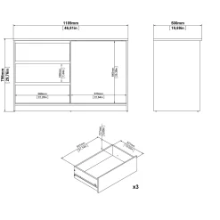 Dressoir Ylva met 1 Schuifdeur + 3 lades Wit Hoogglans - Giga Living