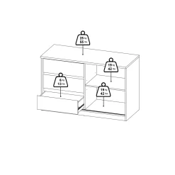 Dressoir Ylva met 1 Schuifdeur + 3 lades Wit Hoogglans - Giga Living