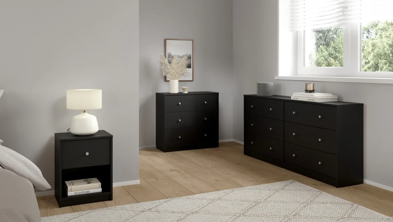 Dubbele Ladekast May Zwart 6-lades - Giga Living