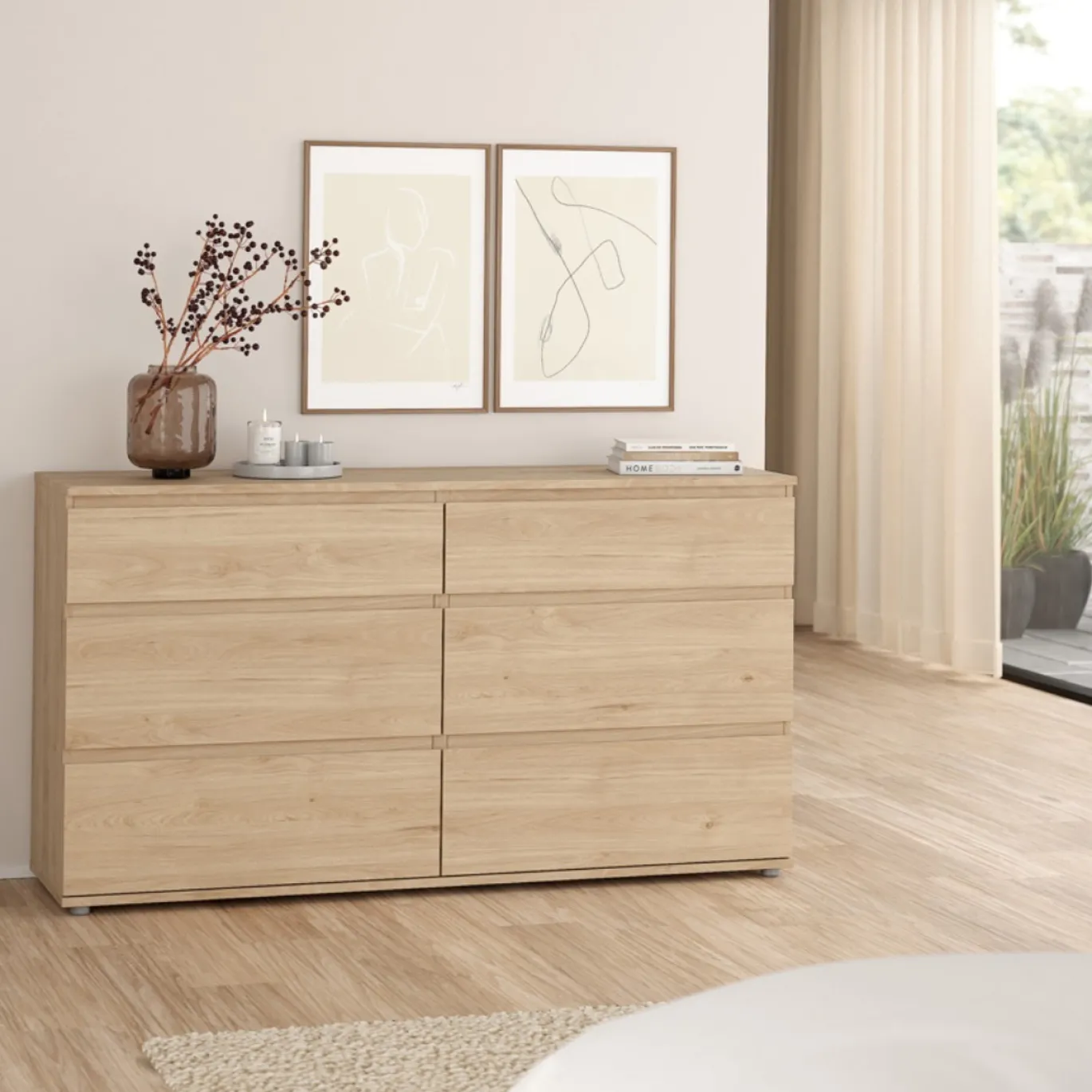 Dubbele Ladekast Nova Jackson Hickory 4+2-lades - Giga Living