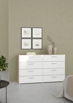 Dubbele Ladekast Pepe Naturel/Wit Hoogglans - Giga Living
