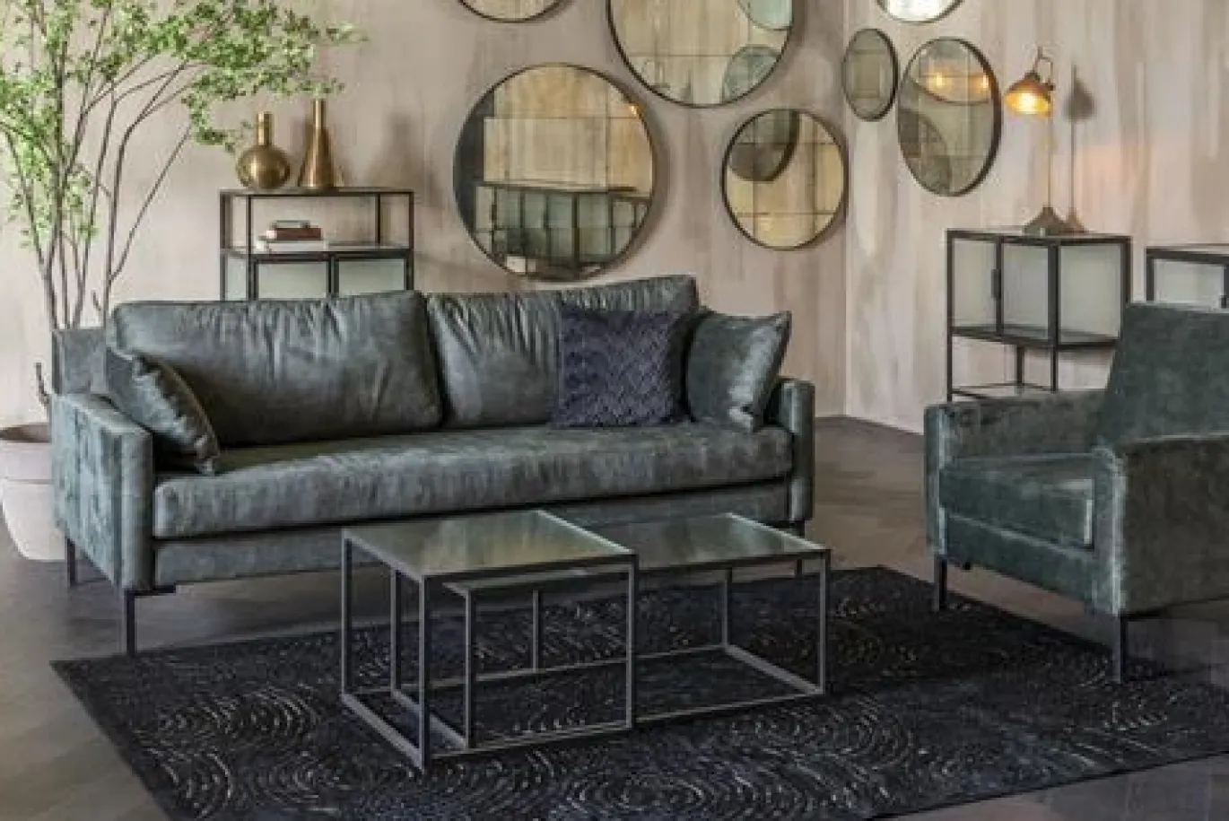 Dutchbone Vloerkleed Dots Zwart 170x240cm