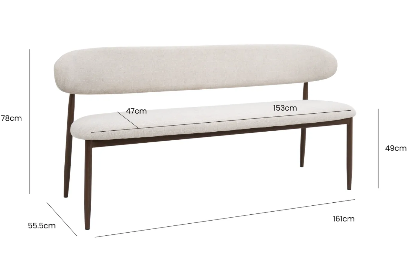 Eetkamerbank Alexia Beige/Naturel 160cm - Giga Meubel