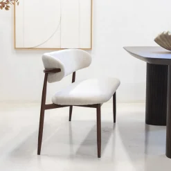 Eetkamerbank Alexia Beige/Walnoot 180cm - Giga Meubel