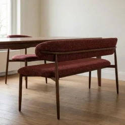 Eetkamerbank Alexia Rood/Walnoot 160cm - Giga Meubel