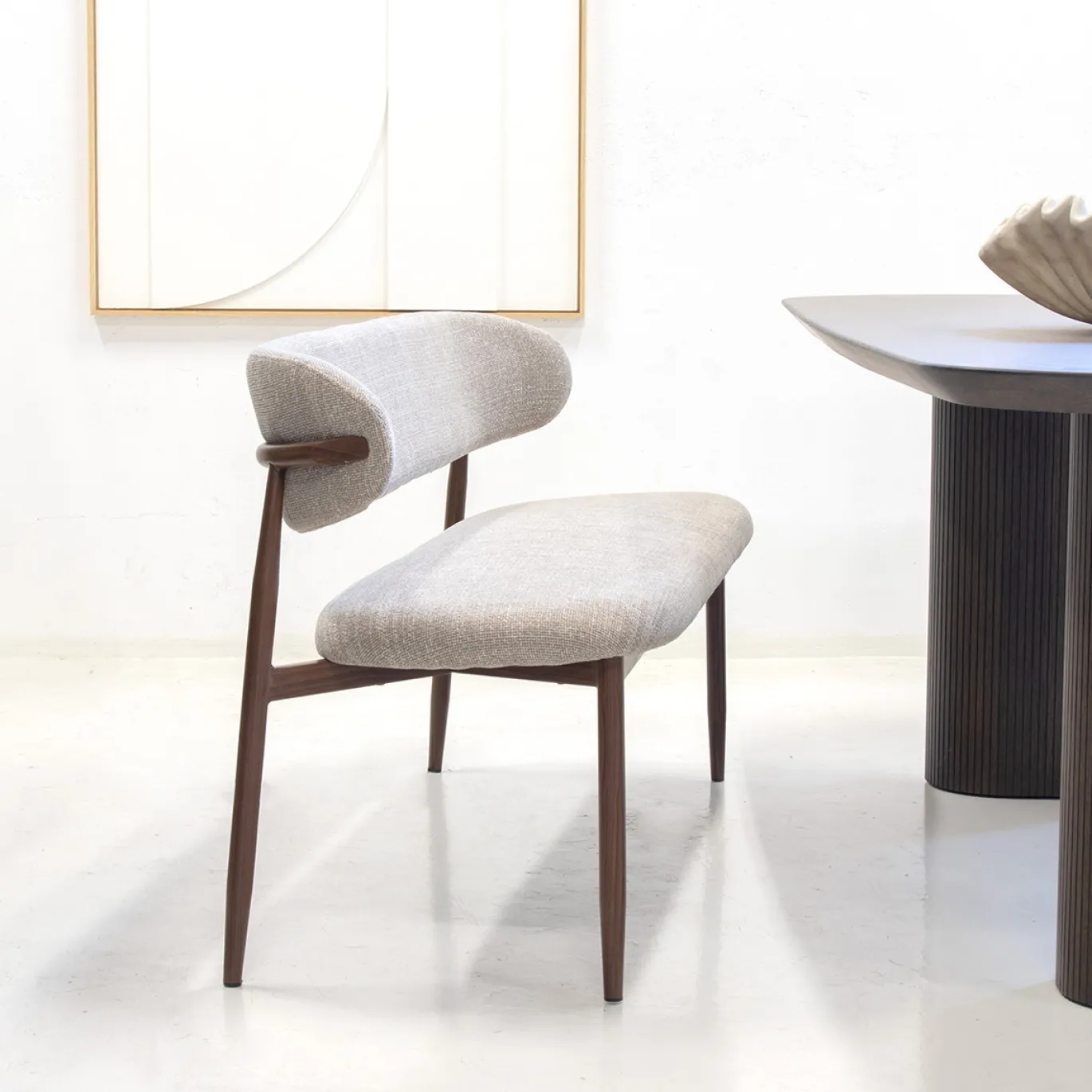 Eetkamerbank Alexia Taupe/Walnoot 160cm - Giga Meubel