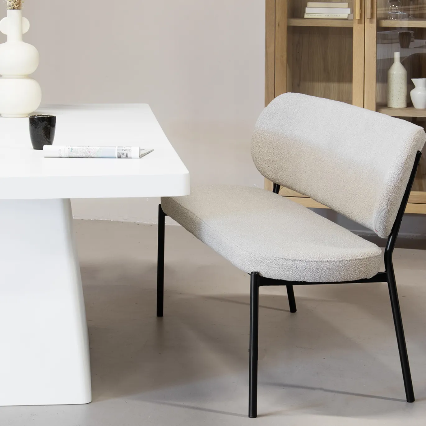 Eetkamerbank Maddie Taupe 160cm - Giga Meubel