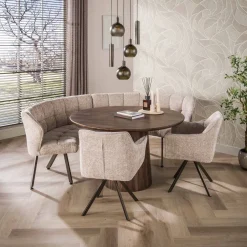 Eetkamerbank Oval Hoven Zand/Bruin - Giga Meubel