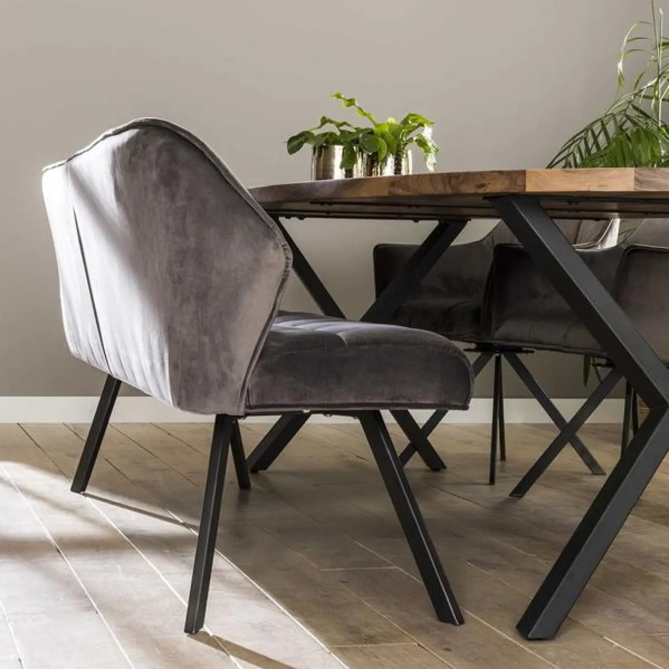 Eetkamerbank Raster 180 Antraciet Velvet - Giga Meubel