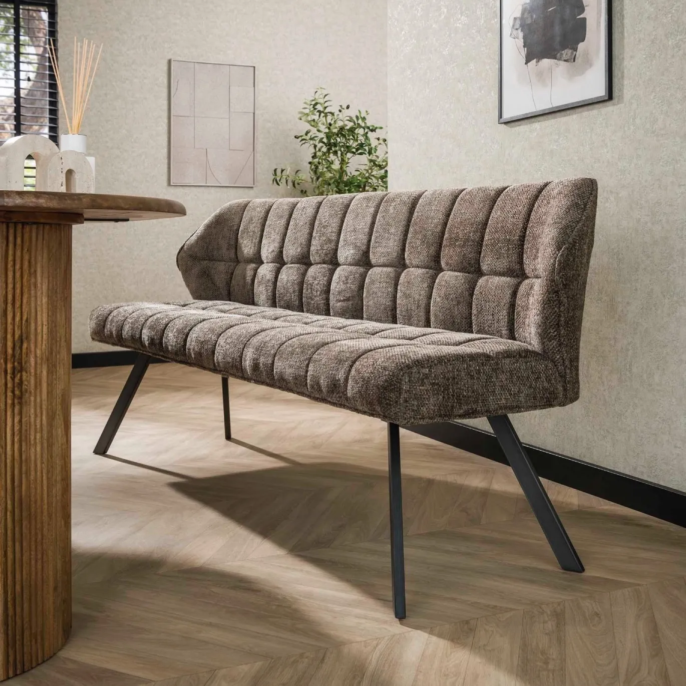 Eetkamerbank Raster Rich Taupe - Giga Meubel