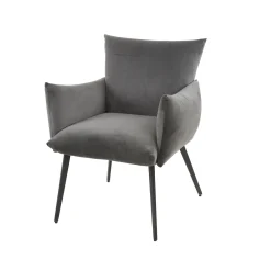 Eetkamerfauteuil Lobby Antraciet Velours - Giga Meubel
