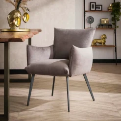 Eetkamerfauteuil Lobby Antraciet Velours - Giga Meubel