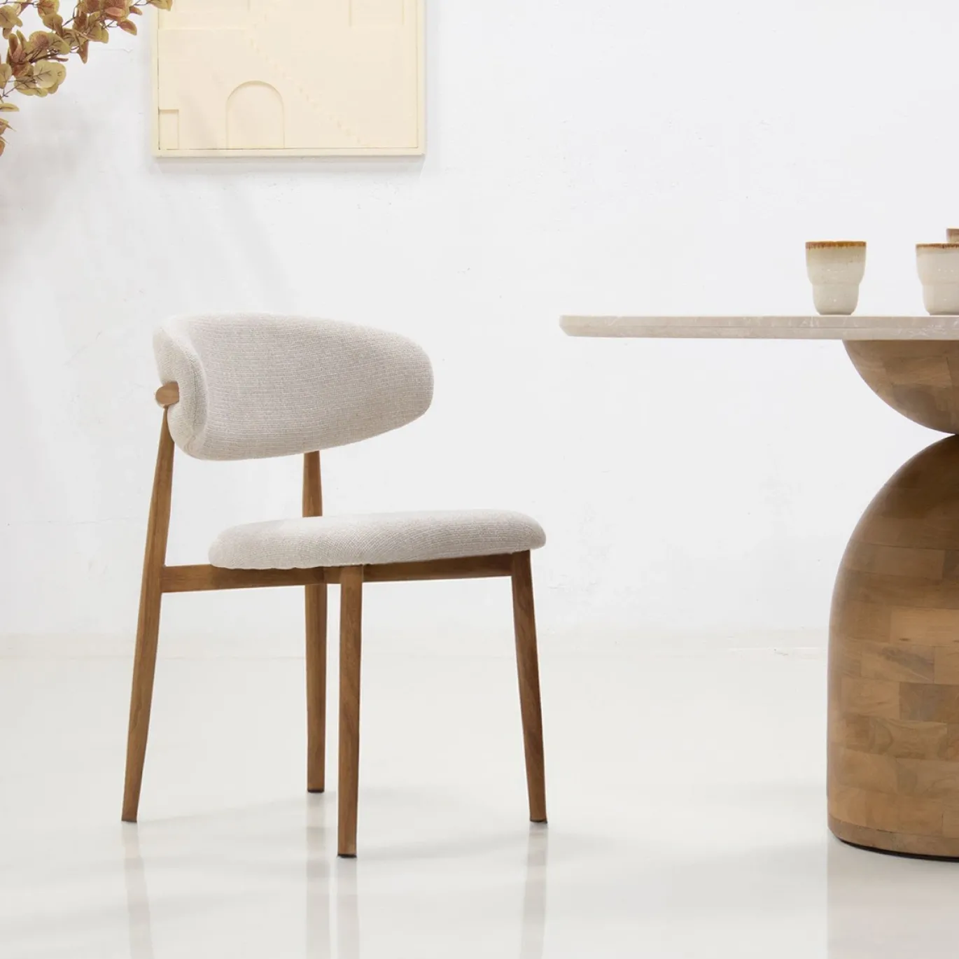 Eetkamerstoel Alexia Beige/Naturel - Giga Meubel