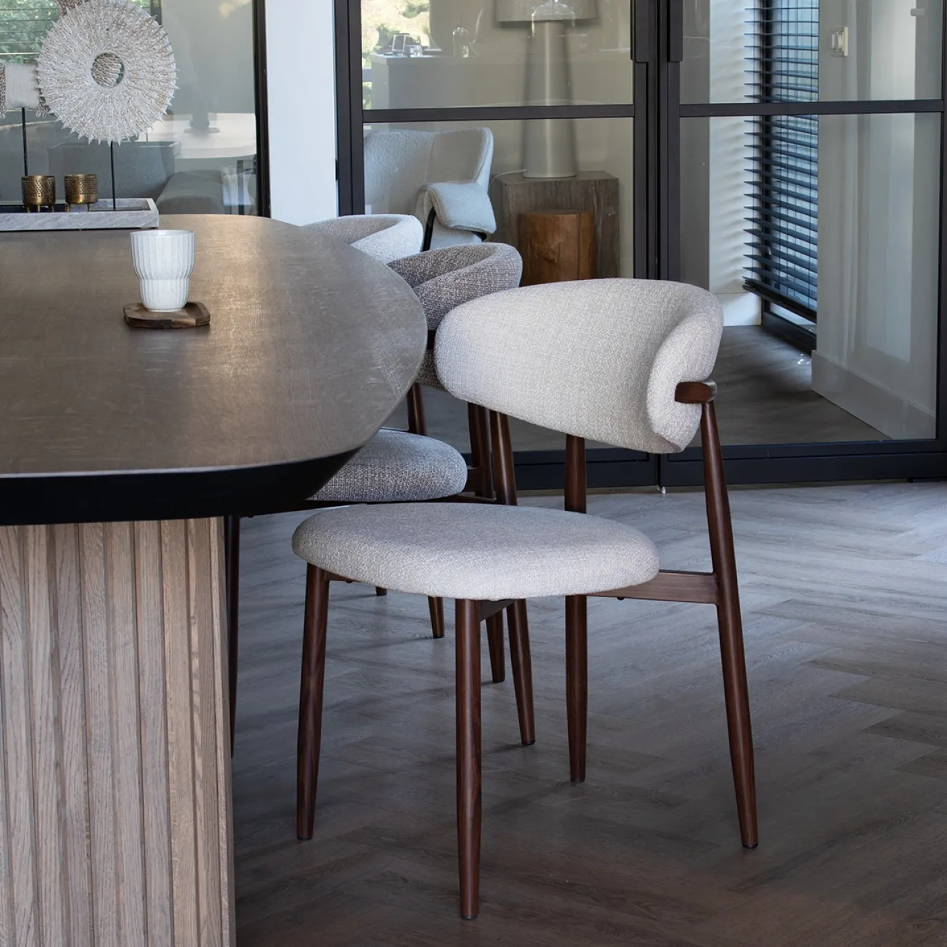 Eetkamerstoel Alexia Beige/Walnoot - Giga Meubel