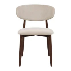 Eetkamerstoel Alexia Beige/Walnoot Faux Fur - Giga Meubel