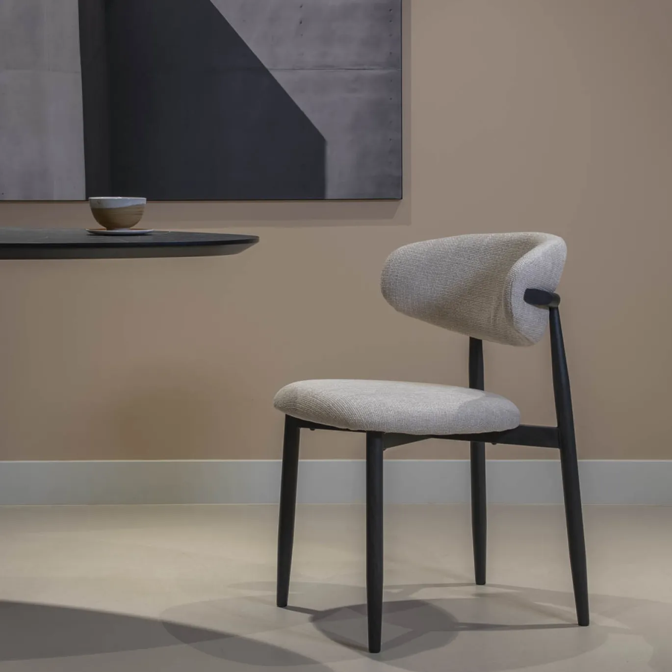 Eetkamerstoel Alexia Beige/Zwart - Giga Meubel