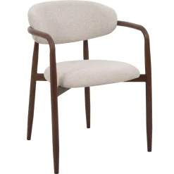 Eetkamerstoel Alexia met Armleuning Beige/Walnoot - Giga Meubel