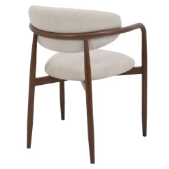Eetkamerstoel Alexia met Armleuning Beige/Walnoot - Giga Meubel