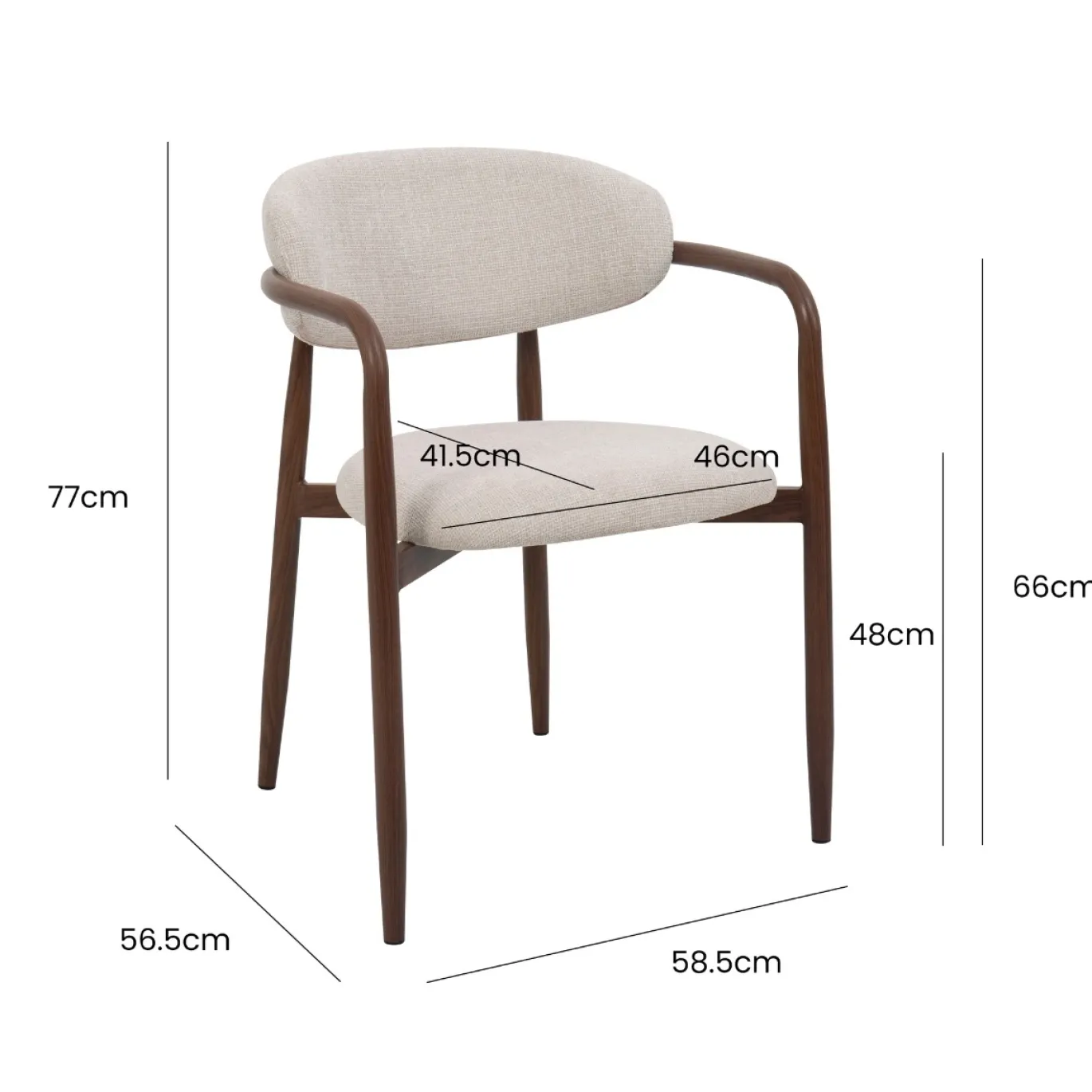 Eetkamerstoel Alexia met Armleuning Beige/Walnoot - Giga Meubel