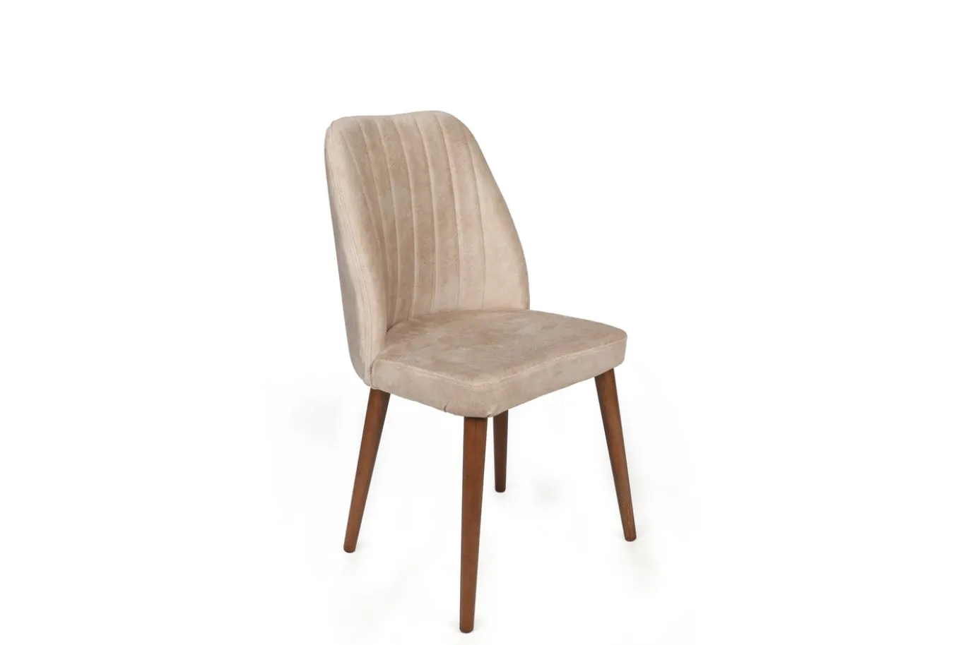 Eetkamerstoel Alfa Velvet Crème/Walnoot Set van 2