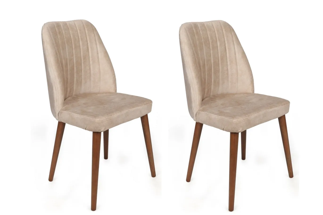 Eetkamerstoel Alfa Velvet Crème/Walnoot Set van 2