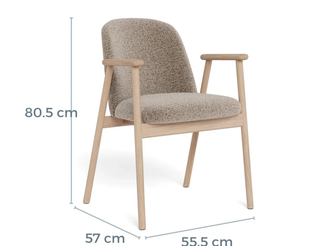 Eetkamerstoel Bas Met Armleuning Monza Beige Naturel Set van 2 - Giga Living