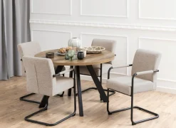 Eetkamerstoel Boris Met Armleuning Beige - Giga Living
