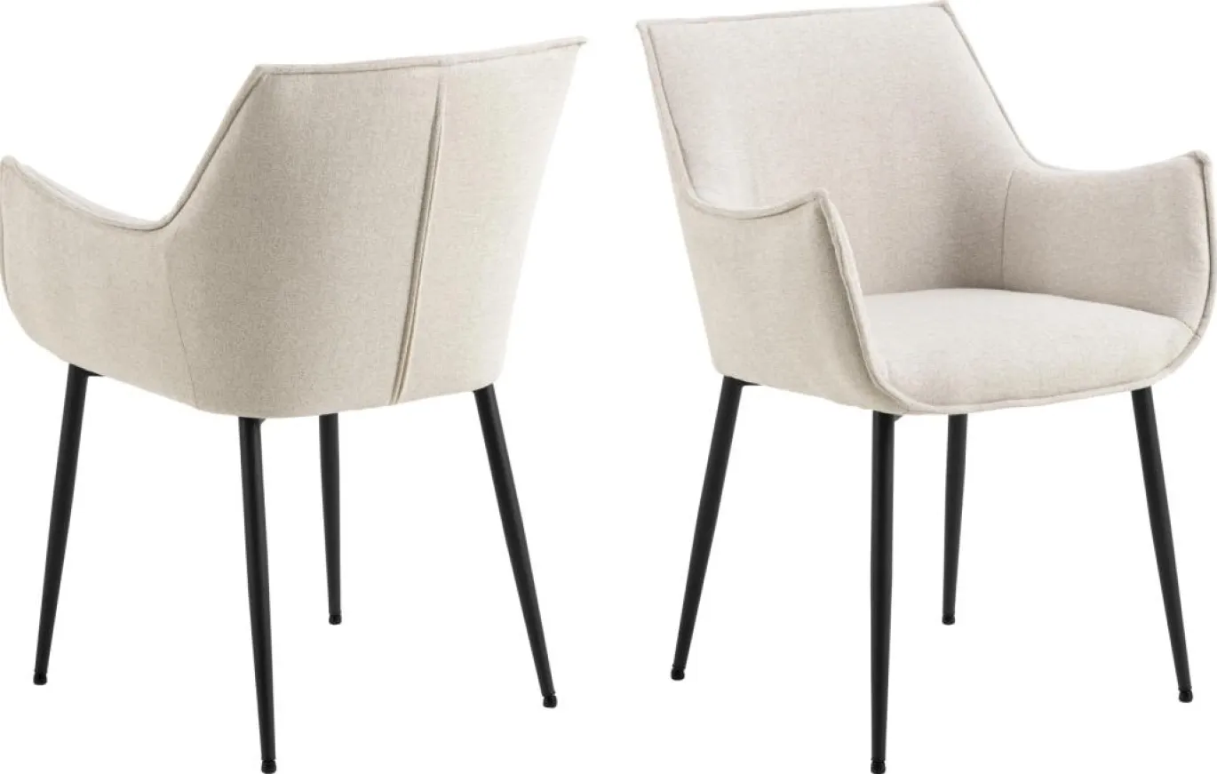 Eetkamerstoel Bornholm met Armleuning Beige - Giga Living