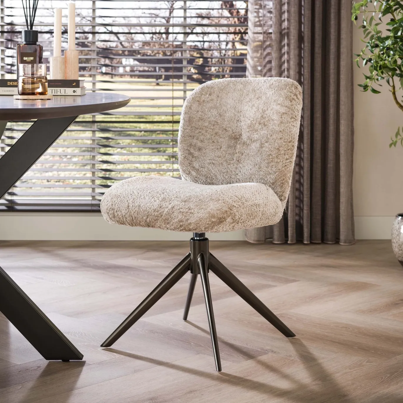Eetkamerstoel Comfort Draaibaar Set van 2 Alura Zand/Bruin - Giga Meubel
