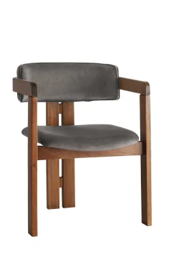 Eetkamerstoel Cozy Velvet Antraciet/Walnoot