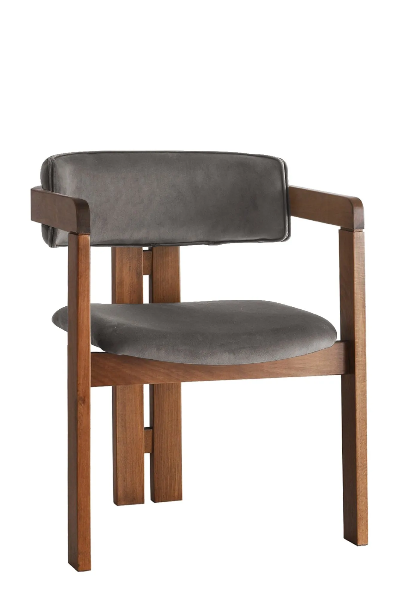 Eetkamerstoel Cozy Velvet Antraciet/Walnoot