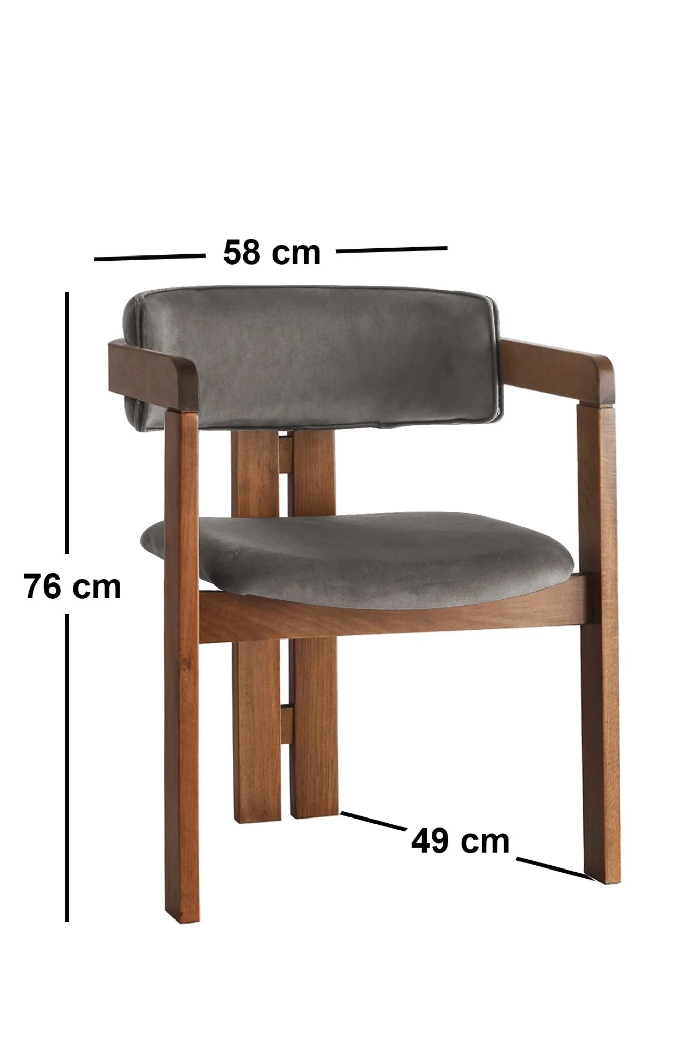 Eetkamerstoel Cozy Velvet Antraciet/Walnoot