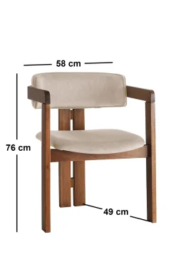 Eetkamerstoel Cozy Velvet Beige/Walnoot