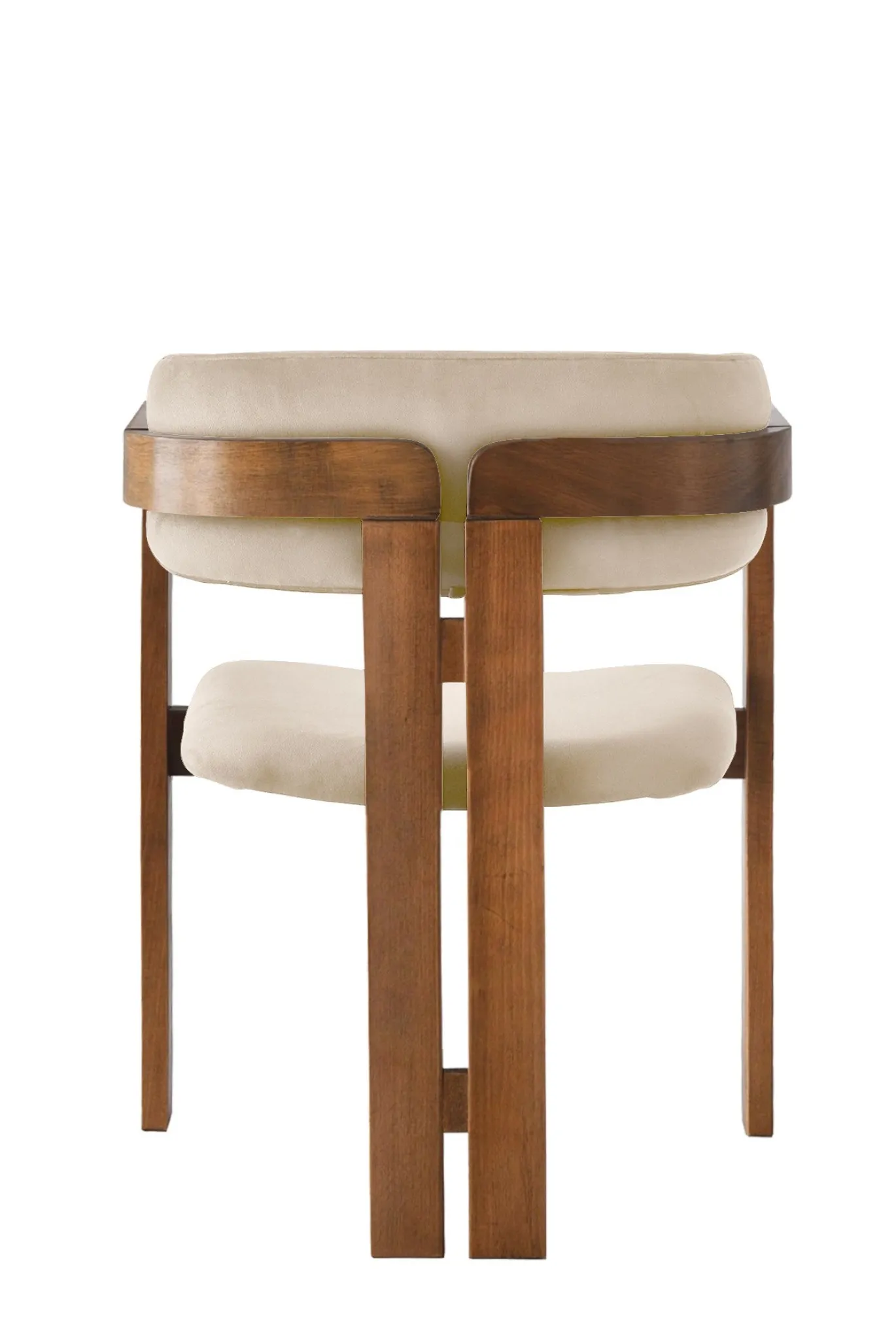 Eetkamerstoel Cozy Velvet Beige/Walnoot