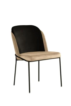 Eetkamerstoel Dore Velvet Beige/Zwart Set van 2