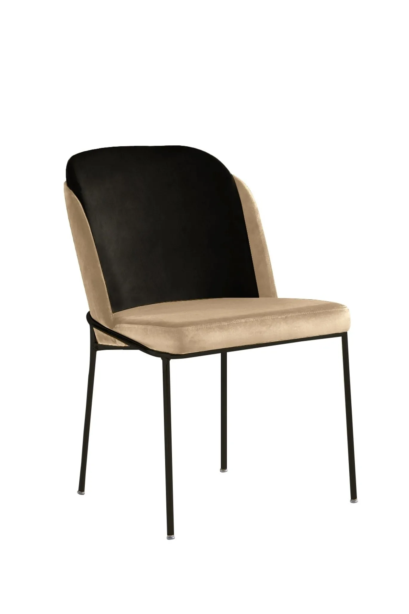 Eetkamerstoel Dore Velvet Beige/Zwart Set van 2
