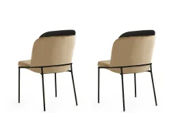 Eetkamerstoel Dore Velvet Beige/Zwart Set van 2