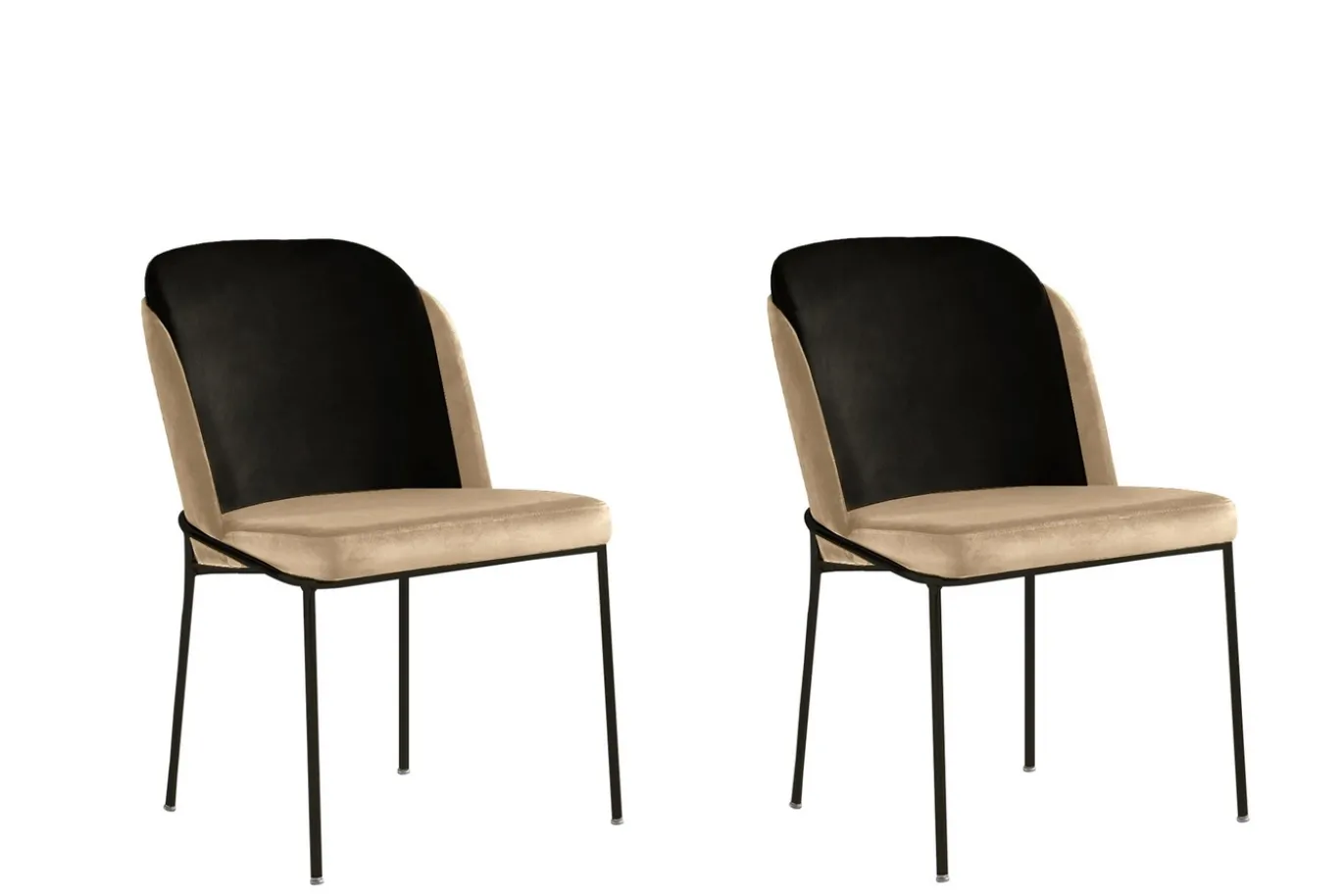 Eetkamerstoel Dore Velvet Beige/Zwart Set van 2