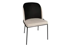 Eetkamerstoel Dore Velvet Crème/Zwart Set van 2