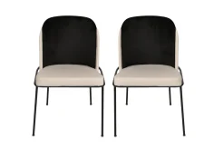 Eetkamerstoel Dore Velvet Crème/Zwart Set van 2