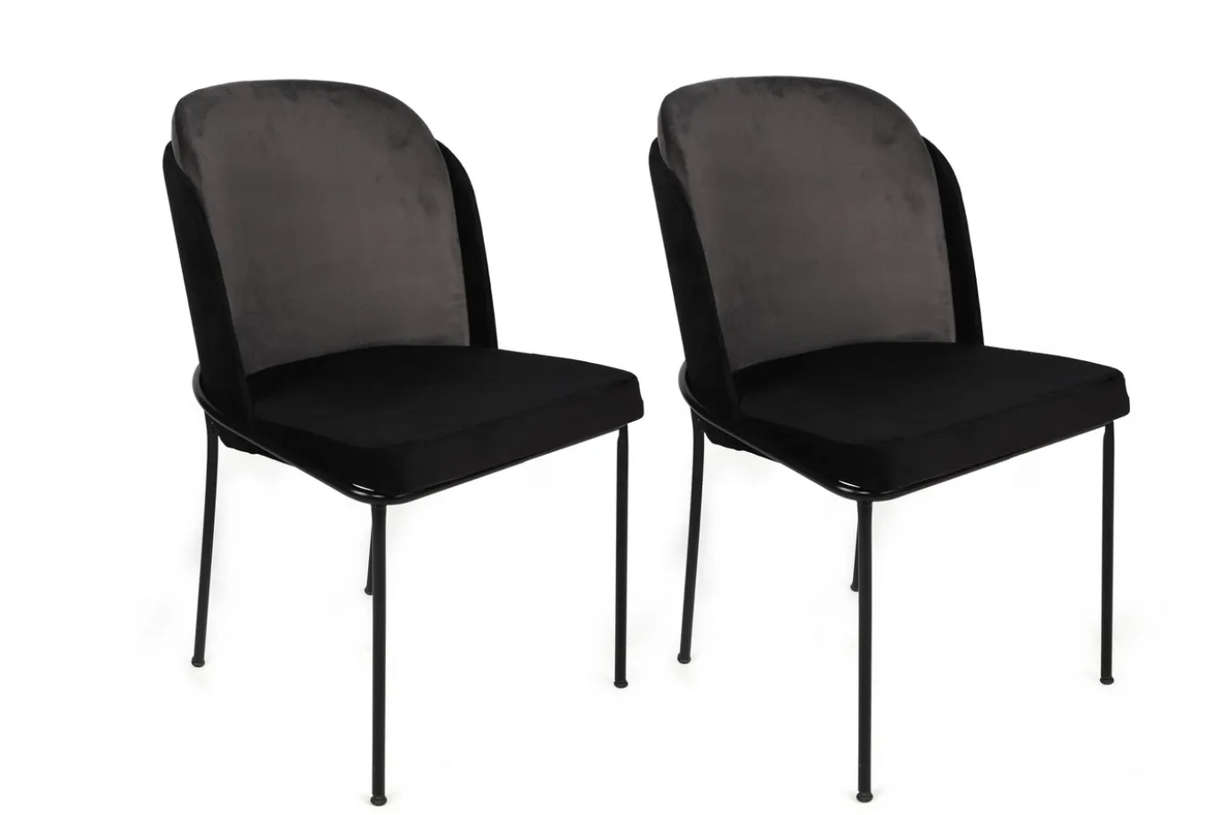 Eetkamerstoel Dore Velvet Grijs/Zwart Set van 2