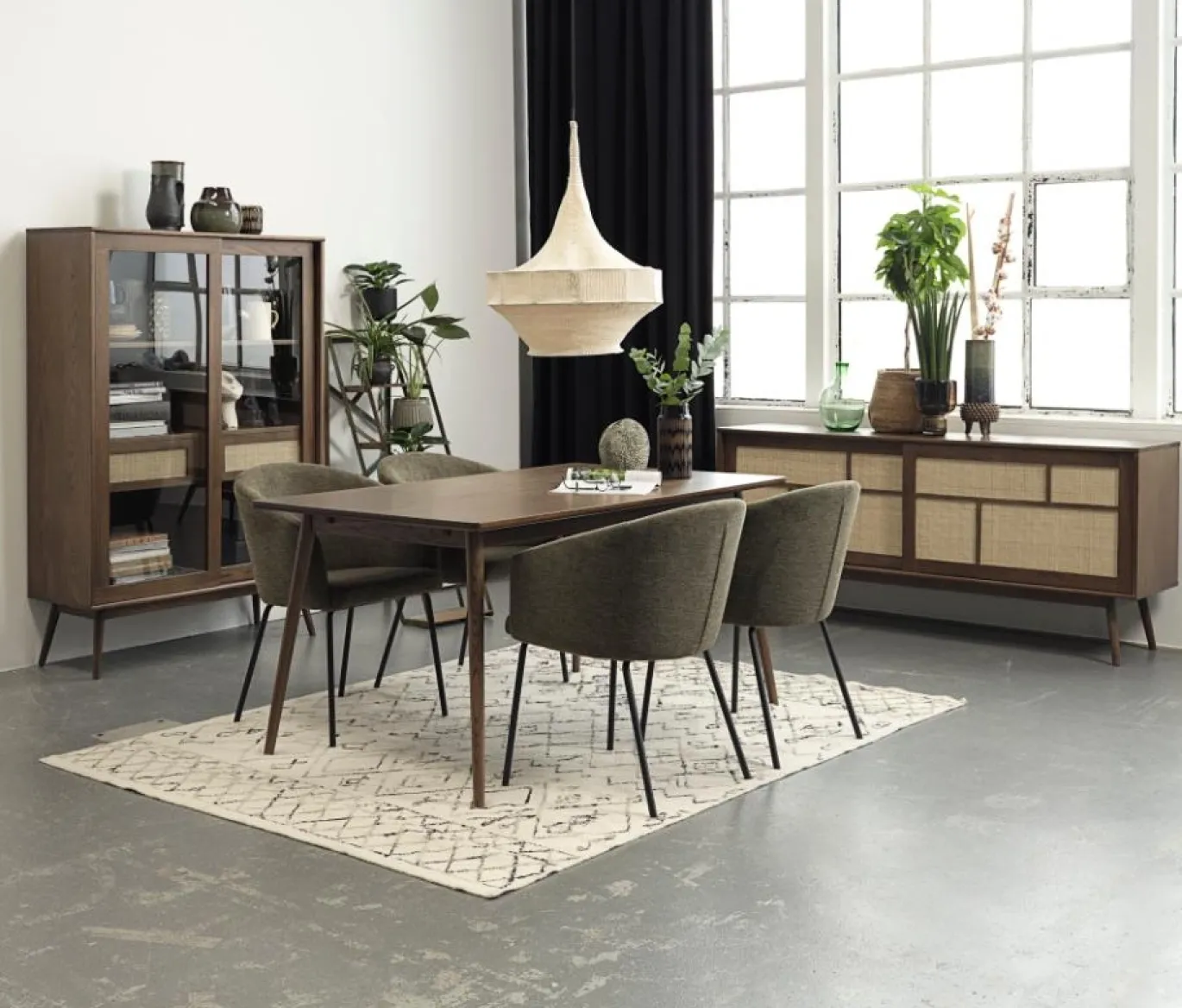 Eetkamerstoel Easton Olive Groen Fabric - Giga Living
