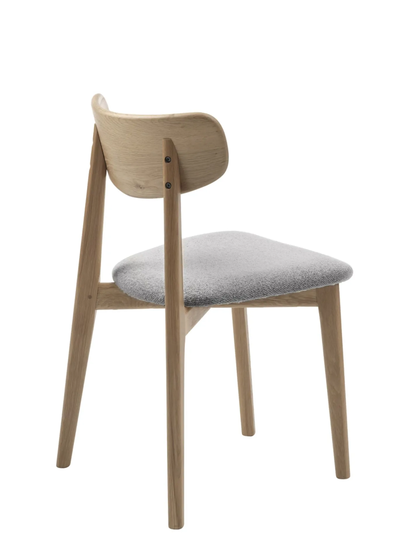 Eetkamerstoel Elim Mid Grijs Bouclé Naturel Eiken - Giga Living