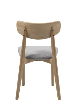 Eetkamerstoel Elim Mid Grijs Bouclé Naturel Eiken - Giga Living