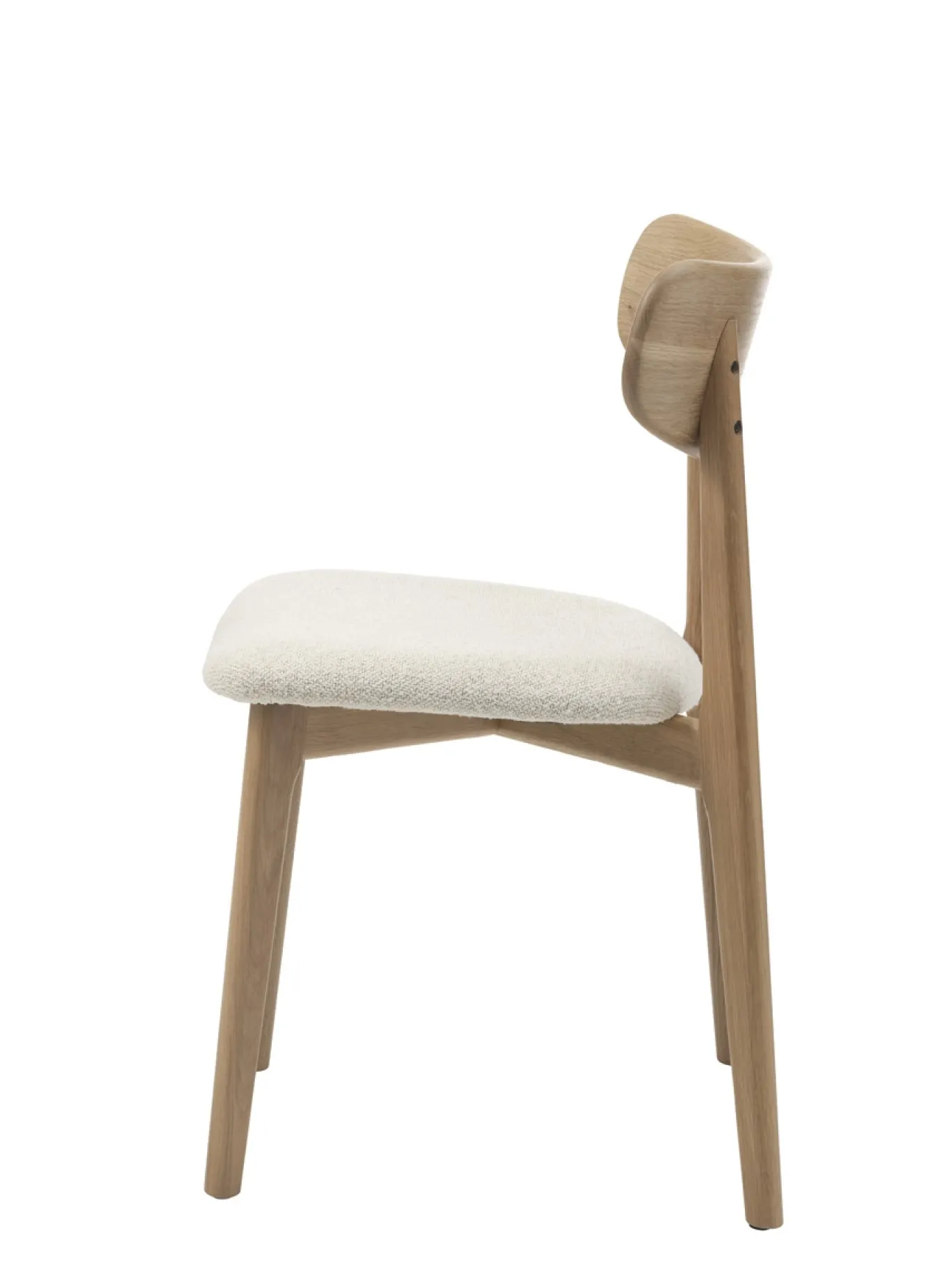 Eetkamerstoel Elim Off White Bouclé Naturel Eiken - Giga Living